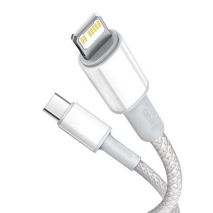 Kabel USB-C do Lightning Baseus High Density Braided, 20W, 5A, PD, 1m (biały)