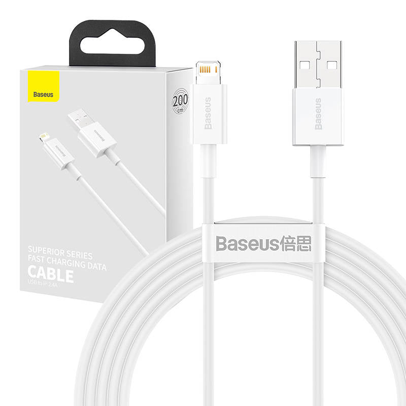 Baseus Superior Series USB to Lightning Cable, 2.4A, 2m (White)