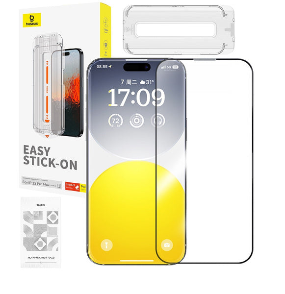 Baseus Sapphire Szkło hartowane ochronne pełne 9H do Apple iPhone 15 Pro Max + aplikator