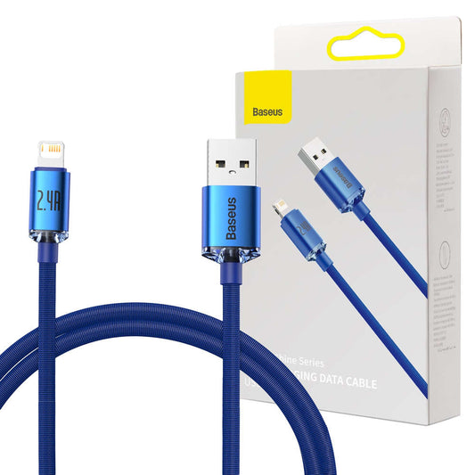 Kabel 1.2m Baseus Crystal przewód USB do Lightning iPhone 2.4A Niebieski