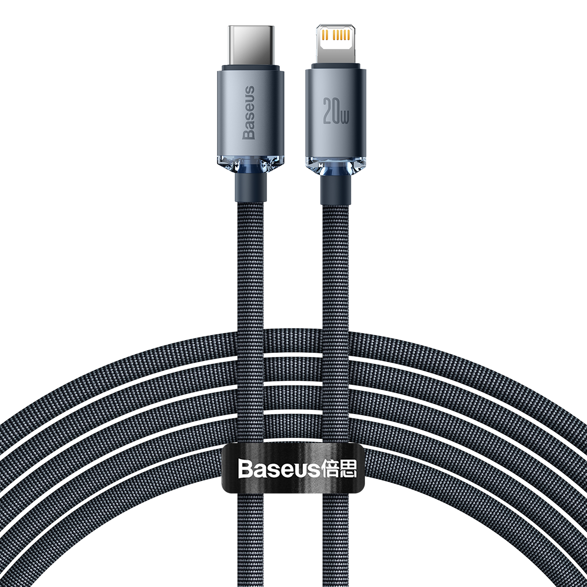 Kabel USB-C do Lightning Baseus Crystal Shine, 20W, PD, 2m (czarny)