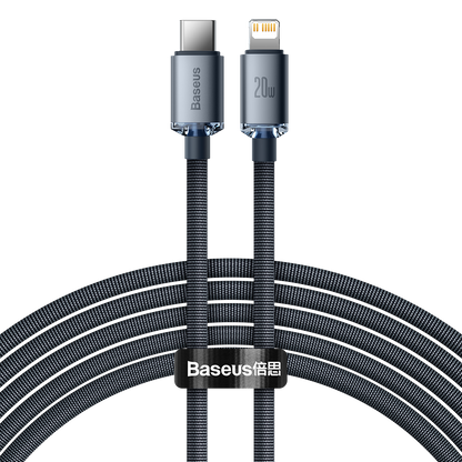 Kabel USB-C do Lightning Baseus Crystal Shine, 20W, PD, 2m (czarny)