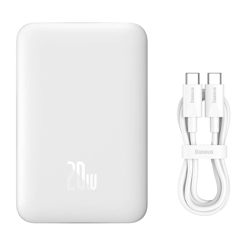 Powerbank magnetyczny Baseus Magnetic Mini 10000mAh, USB-C 20W MagSafe (biały)