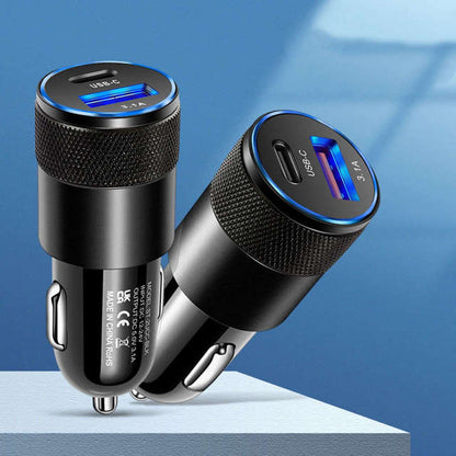 Ładowarka samochodowa Alogy do auta USB-C Type C + USB 3.1A Czarna