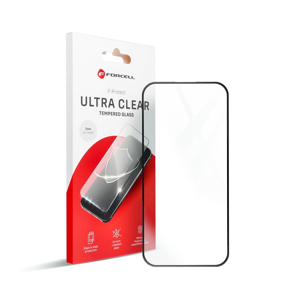 Szkło hartowane Forcell Ultra Clear Glass do iPhone – czarna ramka – iPhone 16 Pro Max / 17 Pro Max / 18 Pro Max