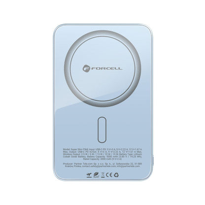 Powerbank zgodny z MagSafe Forcell F-Energy SuperSlim F5K8, 5000 mAh, 15W (jasnoniebieski)