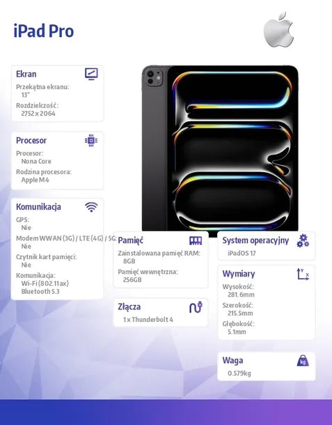 Apple iPad Pro 13" M4 256GB WI-FI Gwiezdna Czerń